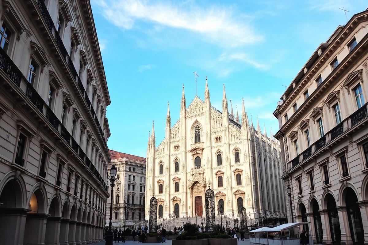 Elever på studietur i Milano ved Duomo di Milano katedralen