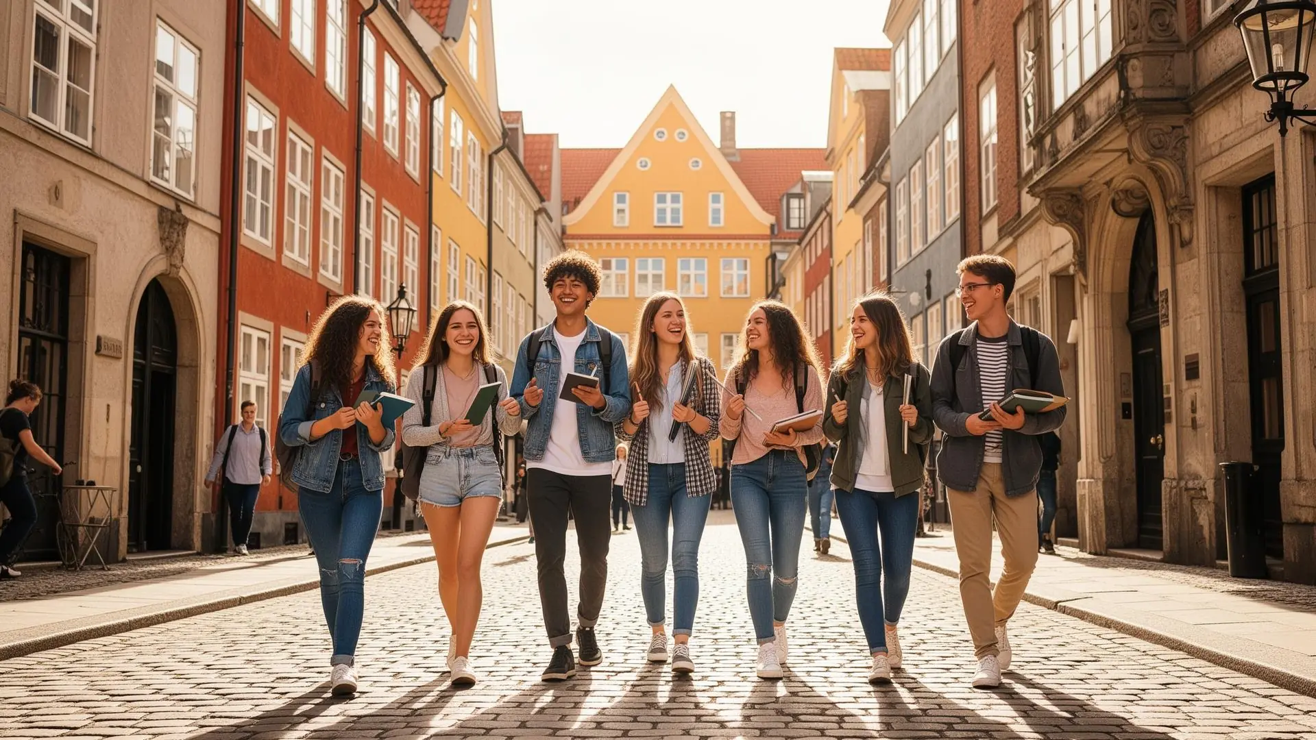 Gymnasieklasse på studietur i europæisk storby med kulturelle oplevelser