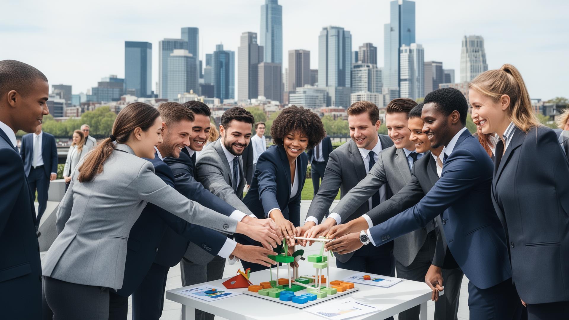 Kollegaer på firmatur med teambuilding-aktiviteter og networking